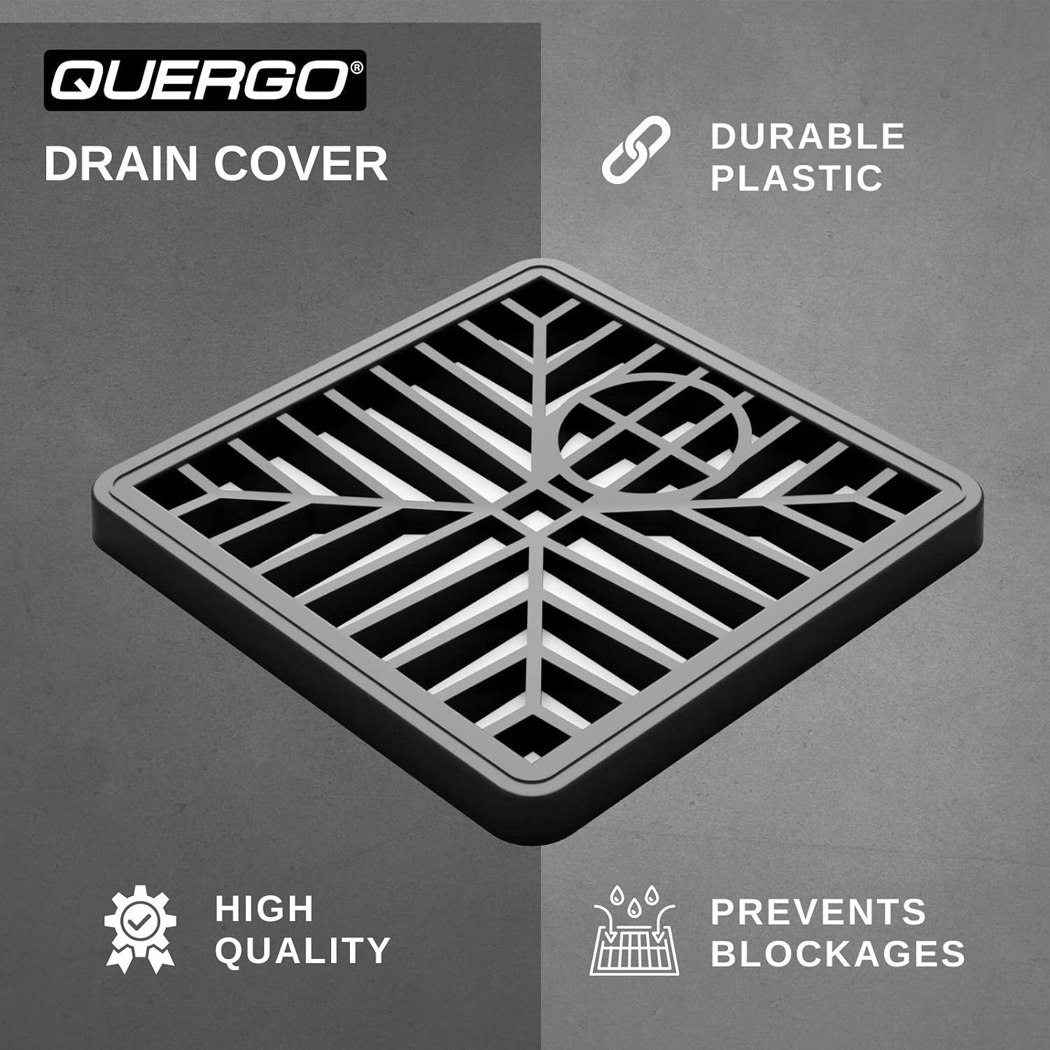 QUERGO Square Plastic Drain Cover 150mm: image 2