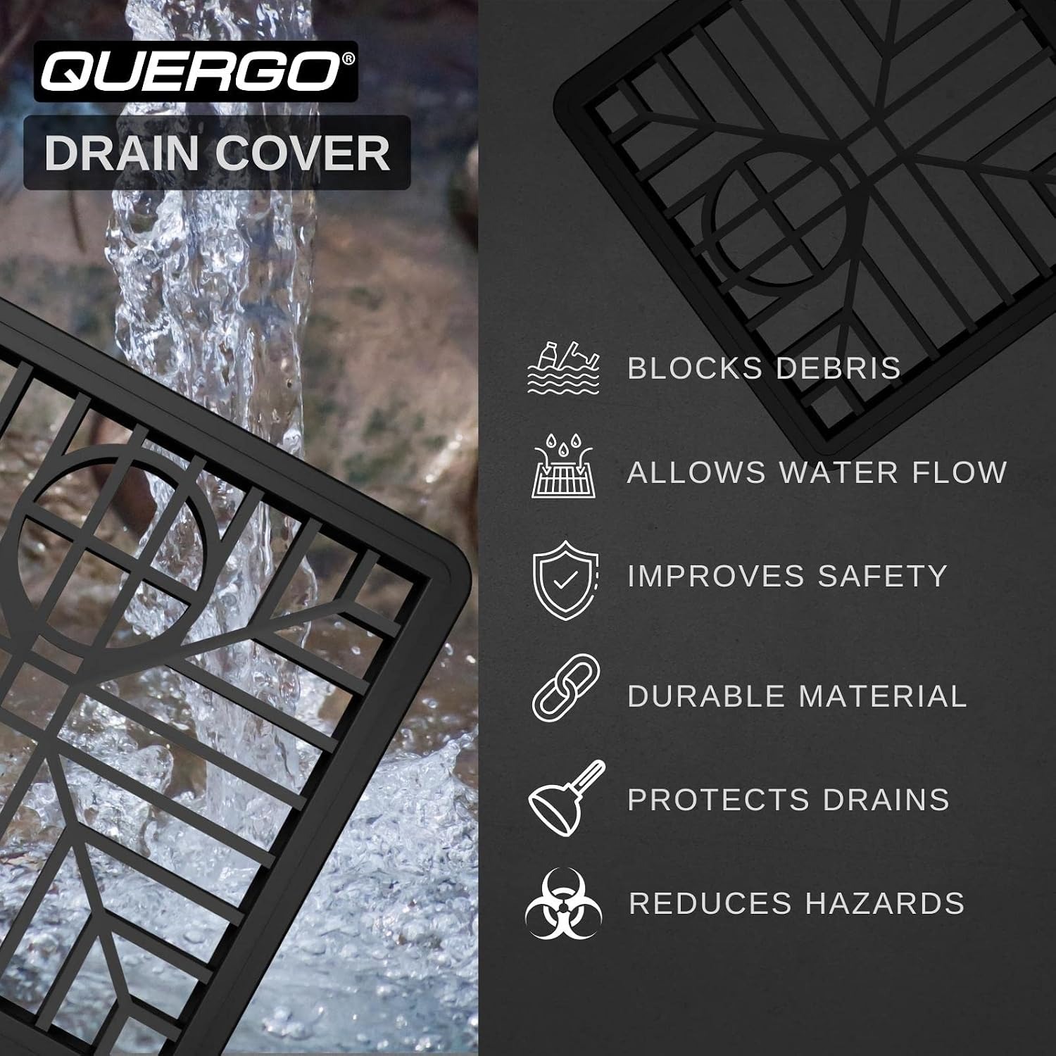 QUERGO Square Plastic Drain Cover 150mm: image 5