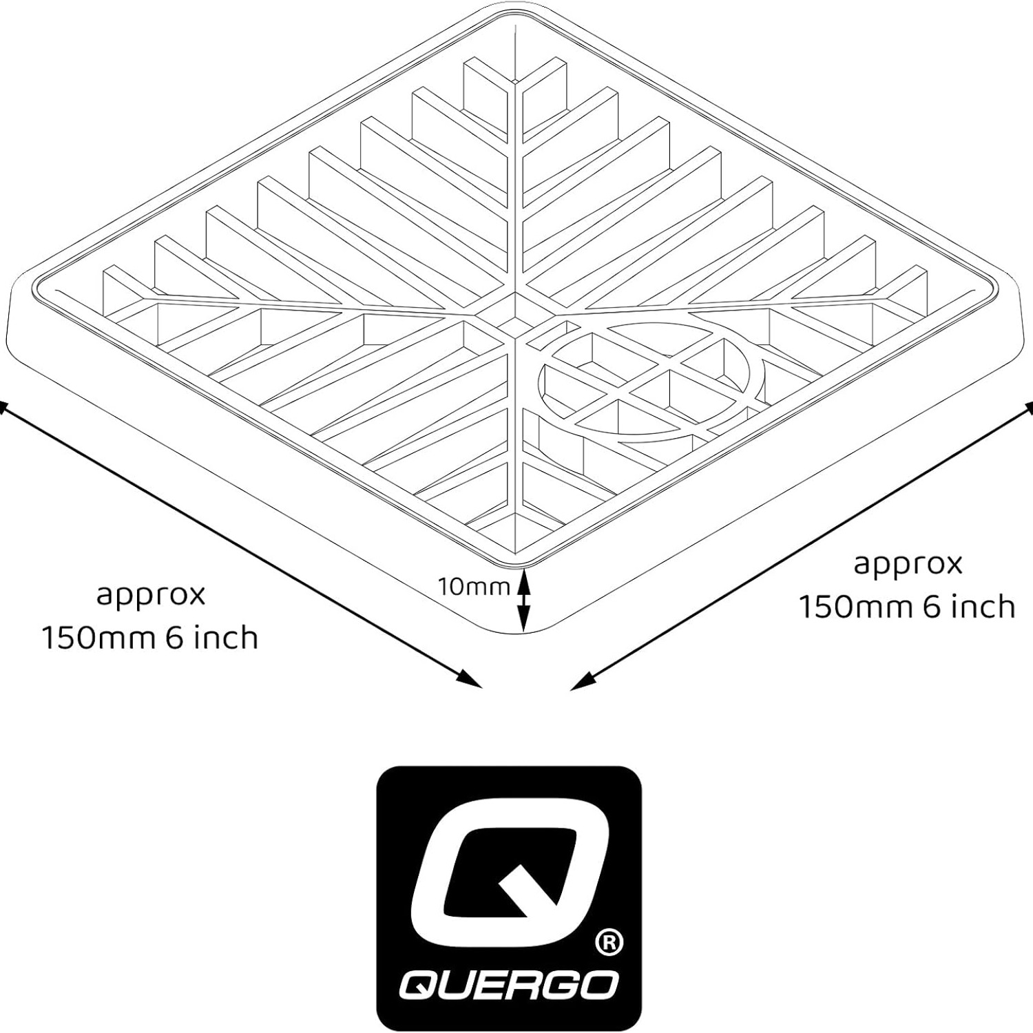 QUERGO Square Plastic Drain Cover 150mm: image 7