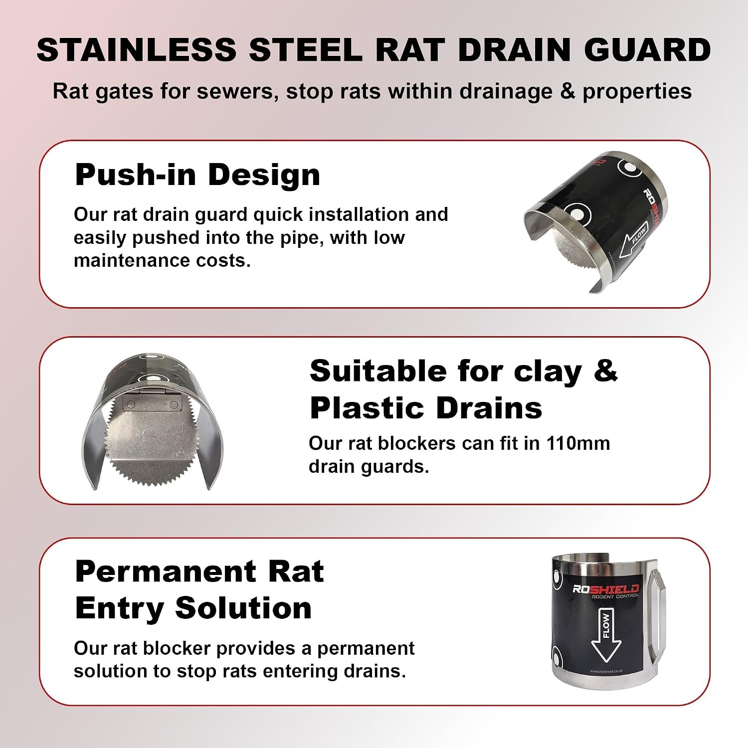 Roshield Rat Drain Guard 110mm One-Way Flap: image 3